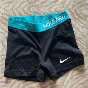 Nike Pro Women's Athletic Shorts Black and Teal